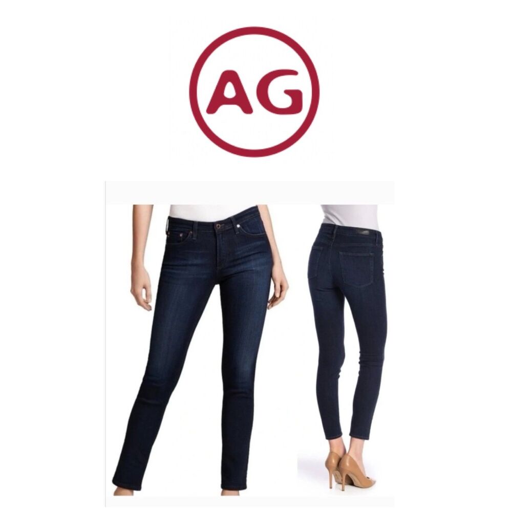 SZ 31 Waist AG Farrah Skinny High Rise Super Stretch Jeans Dark Blue Wash